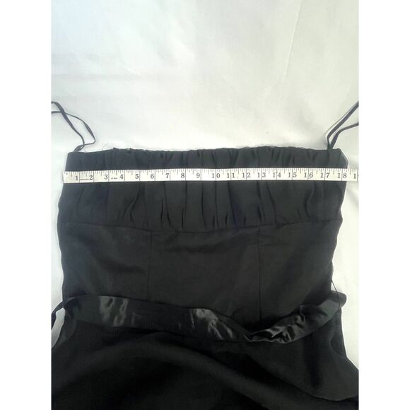 Black Cocktail Midi Dress Chiffon LBD Witchy Romantic Formal Datenight Flare M - Picture 8 of 9